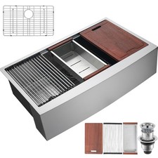 Uimoso 33" Top-Mount Farmhouse Kitchen Sink Single Basin 304 Stainless Steel