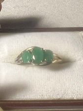 Sterling Silver Green Chalcedony 3 Pronged Stones Eternity Ring Size 8
