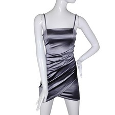 Windsor Lilac / Silver Bodycon Mini Dress Size Small Mock Wrap Sleeveless 