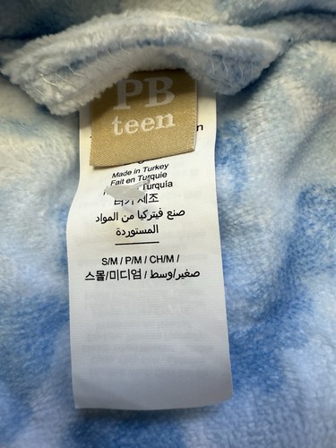 Pottery Barn Teen S/M LoveShackFancy Damask Terry Robe Blue New Mono “FMF” - Picture 3 of 3