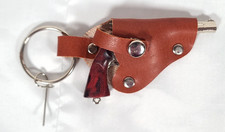 Toy Mini Cap Gun Keychain w/Brown Holster  Loading Pin - MODEL 999 PISTOL