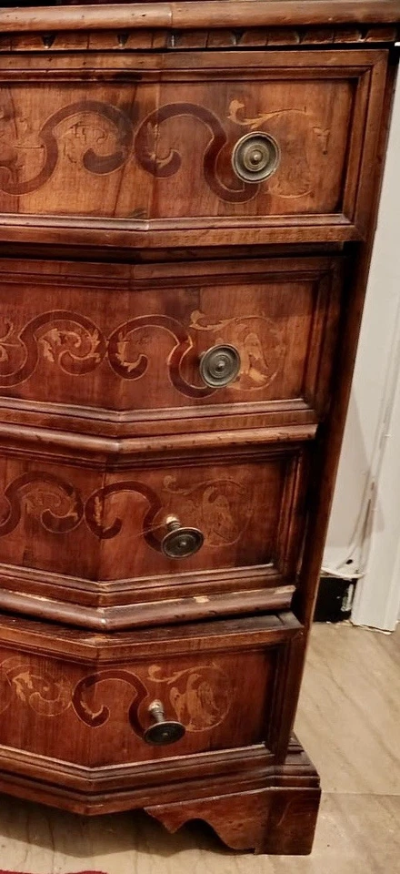 ANTICO COMÒ CANTERANO INTARSIATO Stile Barocco Epoca Fine ‘800 - Immagine 3 di 4