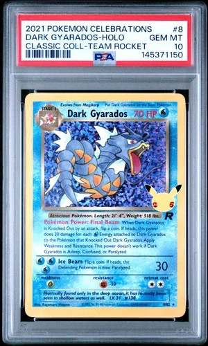 2021 POKEMON CELEBRATIONS CLASSIC COLL #8 DARK GYARADOS-HOLO PSA 10