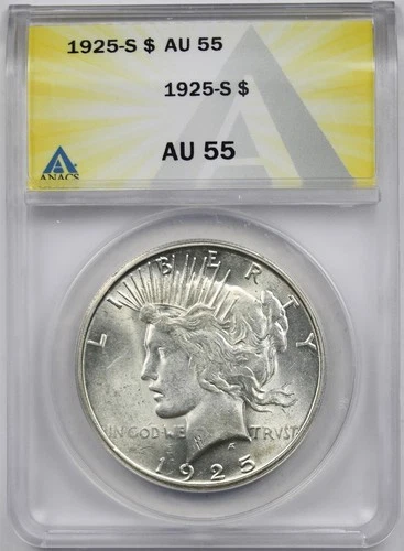 1925-S $1 ANACS AU 55 Peace Dollar