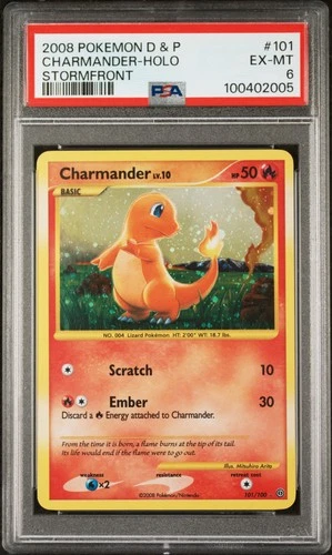 2008 POKEMON DIAMOND & PEARL STORMFRONT #101 CHARMANDER-HOLO PSA 6