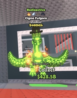 Radioactive Cigno Fulgoro 4 trait very rare 460m/s  Steal a Brainrot