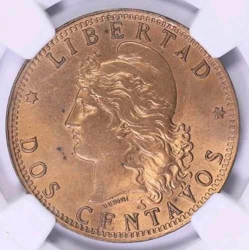 Argentina 1894 2 Centavos KM-33 NGC Unc Details