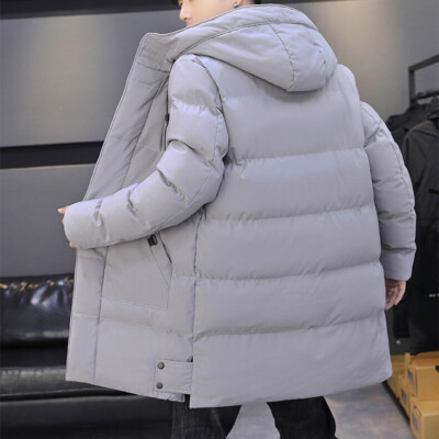 Herren Long Jacke mit Kapuze Wintermantel warm winddicht Mode Tinte
