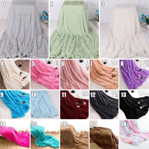 Manta de piel sintética reversible suave cálida felpa sofá cama mullido tiro peludo - Imagen 2 de 31