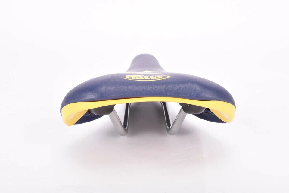 NOS Blue & Yellow / Green ish Pinarello labled Selle Italia XO Saddle 2000s - Image 3 of 4