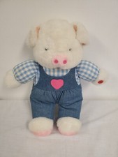 Vintage My Little Pig 15" Plush Hip Yick Farmer Denim Overalls