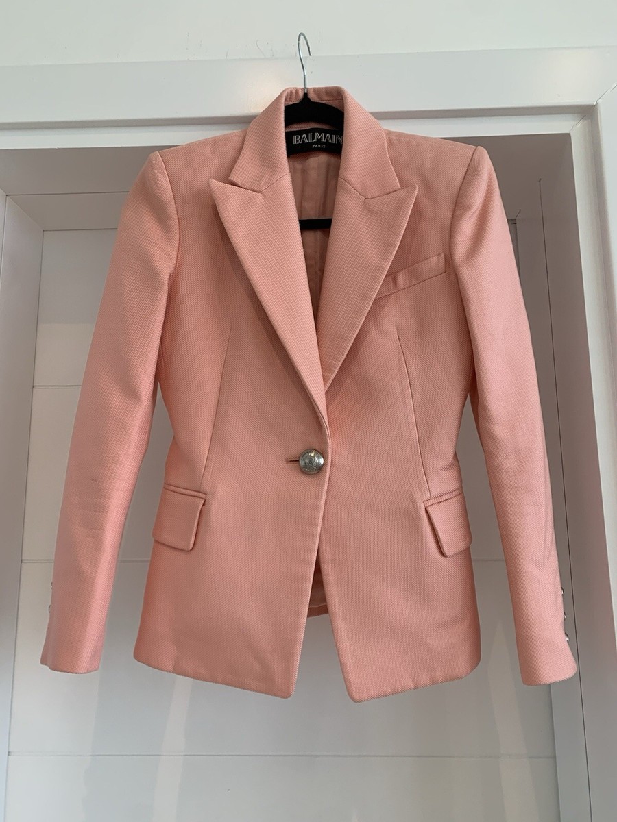 Womens Blazer Balmain Pink Blazer Balmain Pink Woven Classic