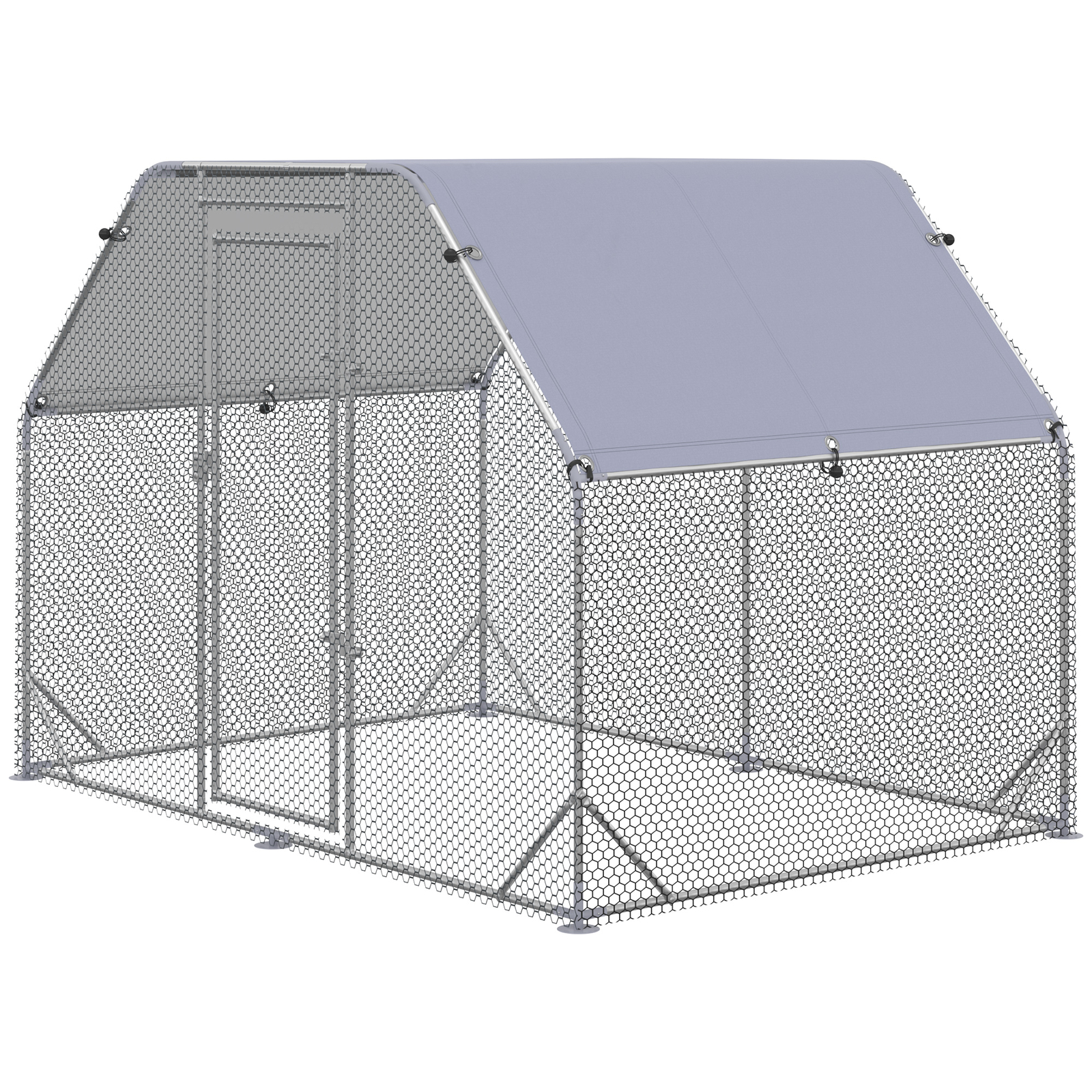 PawHut Recinto per Galline coperto Pollaio da Giardino 4-6 Polli 280x190x195cm