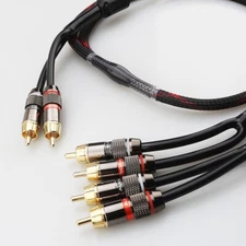 Gold Plated RCA Plug Splitter Hifi Extension Cable 2 Male to 4 Male RCA Adapter