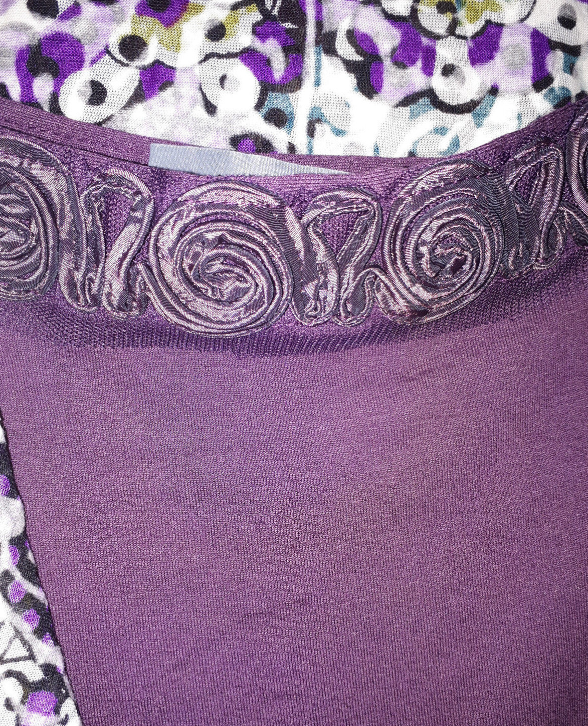 Purple green ethnic hippie boho gypsy shrug & rose trim purple camisole Per Una image 3