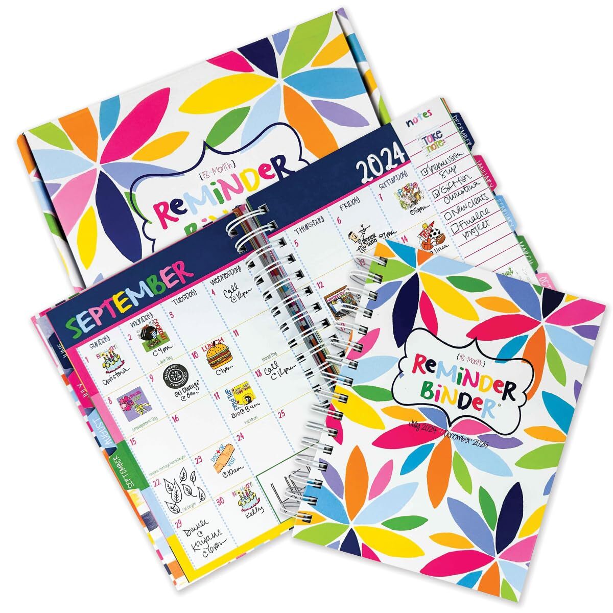 Reminder Binder 2024-2025 18-Month Planner + 361 Planner Stickers Weekly & Mo...