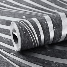 Dark Grey Wallpaper Living Room Giltter 3D Wave Stripes Wall Paper Roll Decor 9M