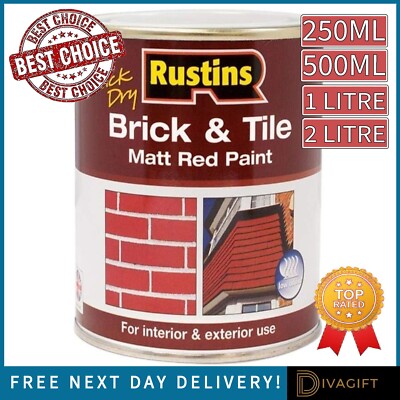 RUSTINS SCHNELLTROCKNEND ZIEGEL & FLIESEN MATT ROT LACK INNEN AUSSEN 250ML 500ML 1L