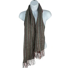 Vintage Cashmink Striped Scarf With Fringe 100% Acrylic Made In Germany