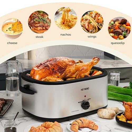 28 Quart Electric Roaster Oven Self Basting Lid Adjustable Temp Easy Clean New - Picture 5 of 7