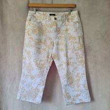 CHAPS Womens Pants Size 14 White Yellow Pants Wide-Leg waist 33 in Summer pants
