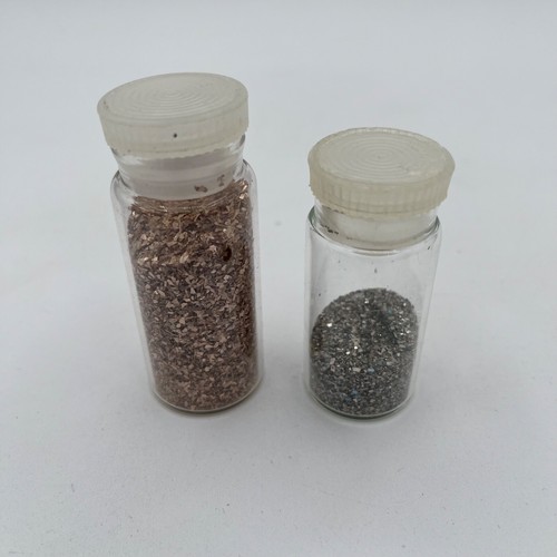 Vintage Aluminum Glitter Tubes - Copper & Silver Glass Jars - Partial - Picture 2 of 3