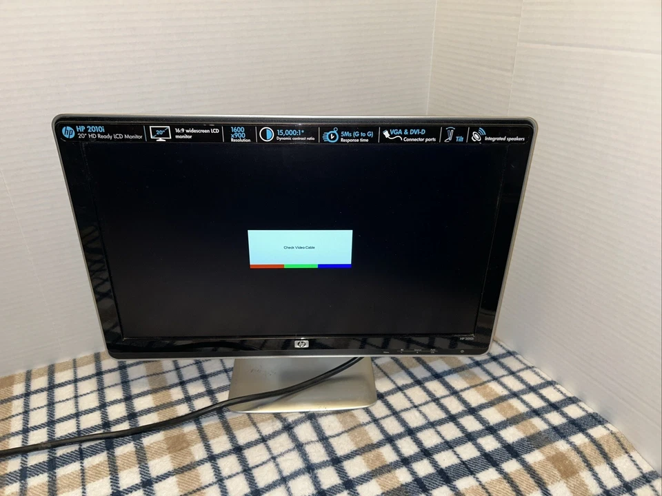 HP 2010i LCD Monitor 20" Diagonal HD Ready VGA DVI-D HDCP Built in Speaker (EUC) - Image 2 of 4
