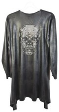 Coole Jacke Lederoptik Skull Totenkopf - Cardigan Mantel Gothic Steampunk Robe 