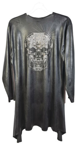 Coole Jacke Lederoptik Skull Totenkopf - Cardigan Mantel Gothic Steampunk Robe  - Afbeelding 1 van 4