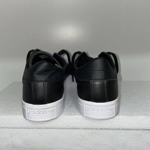 Size 6M/8.5 W Adidas Court Vantage Black Leather Sneaker White Sole - Picture 6 of 9