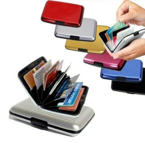 PORTA CARTE DI CREDITO RIGIDO ALLUMINIO IMPERMEABILE TESSERE CARD BANCOMAT  ROSSO | eBay