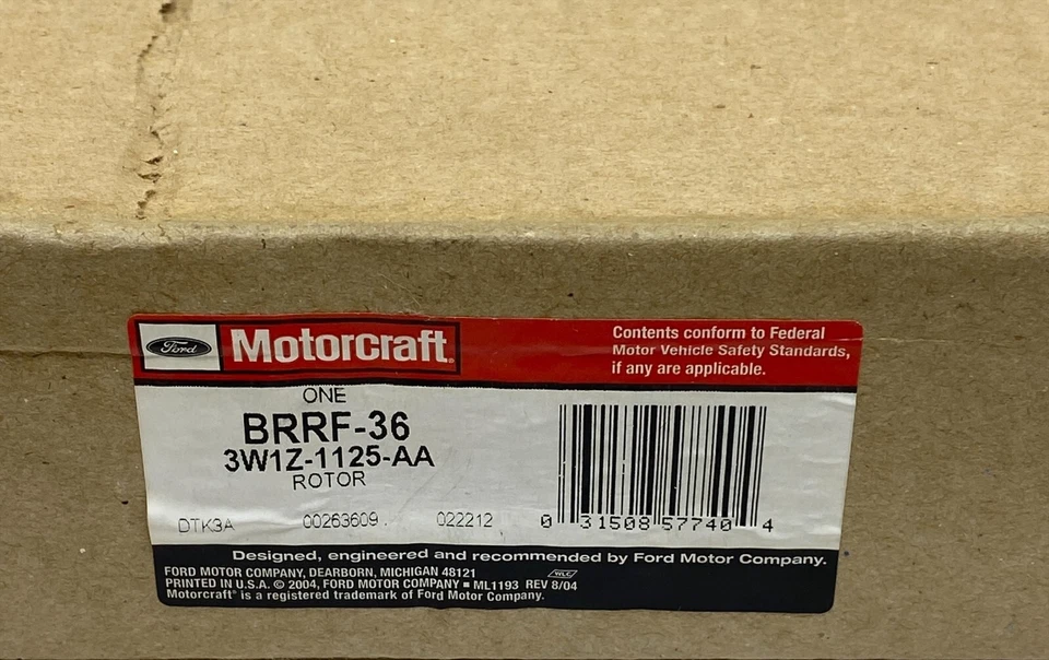 Rotor de freno de disco Ford 3W1Z-1125-AA Motorcraft BRRF-36 se adapta a 03-11 Crown V, más Foto 4 de 4