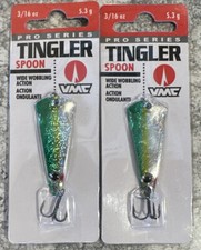2 Packs VMC Pro Series Tingler Spoon Ice Fishing 3/16 OZ Emerald Shiner