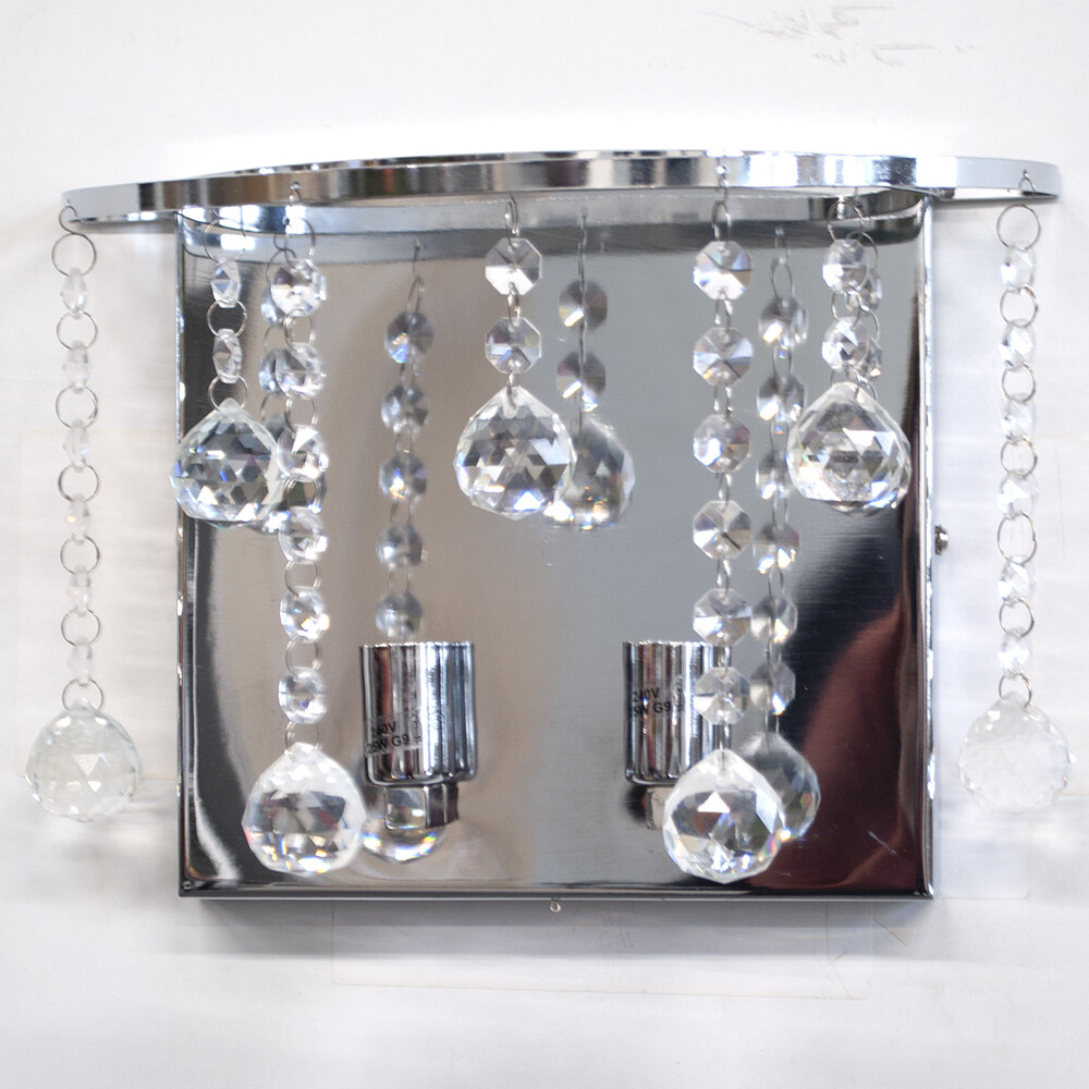 Litecraft Wall Light Crystal Effect Chandelier 2 Arm - Polished Chrome Clearance
