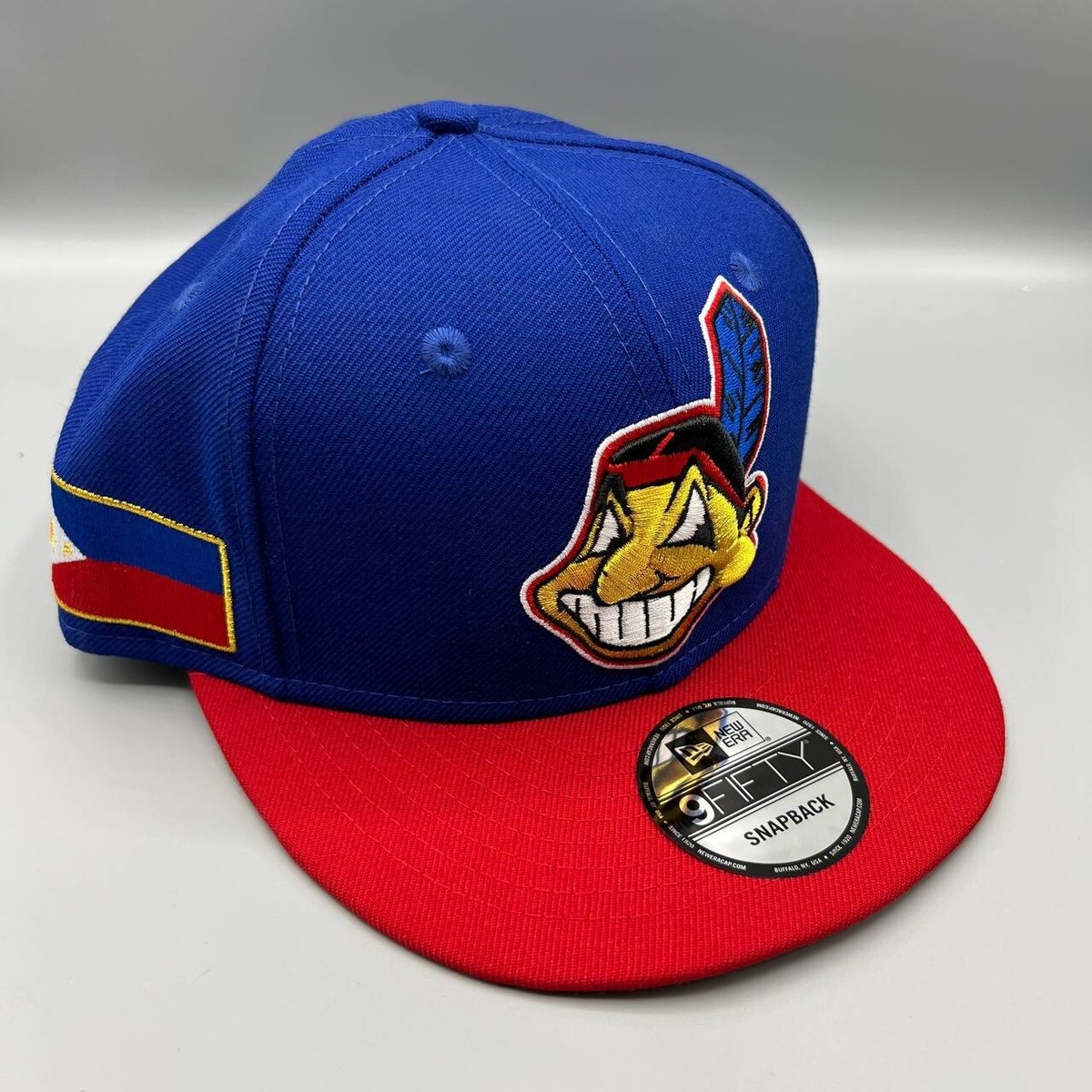 帽子 NEW New Era Cleveland Indians 9FIFTY Cleveland Indians Hat Men Blue Philippine Flag 9Fifty New Era MLB