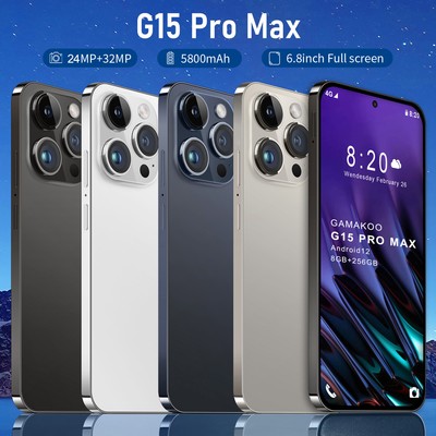 Unlocked Smartphone Cell Phone Android 12 8GB+256GB 6.8'' G15 Pro MAX 5800mAh