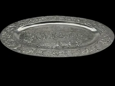 Arthur Court Oval Prized & Rare Western Silver Toned Platter Beautiful Design