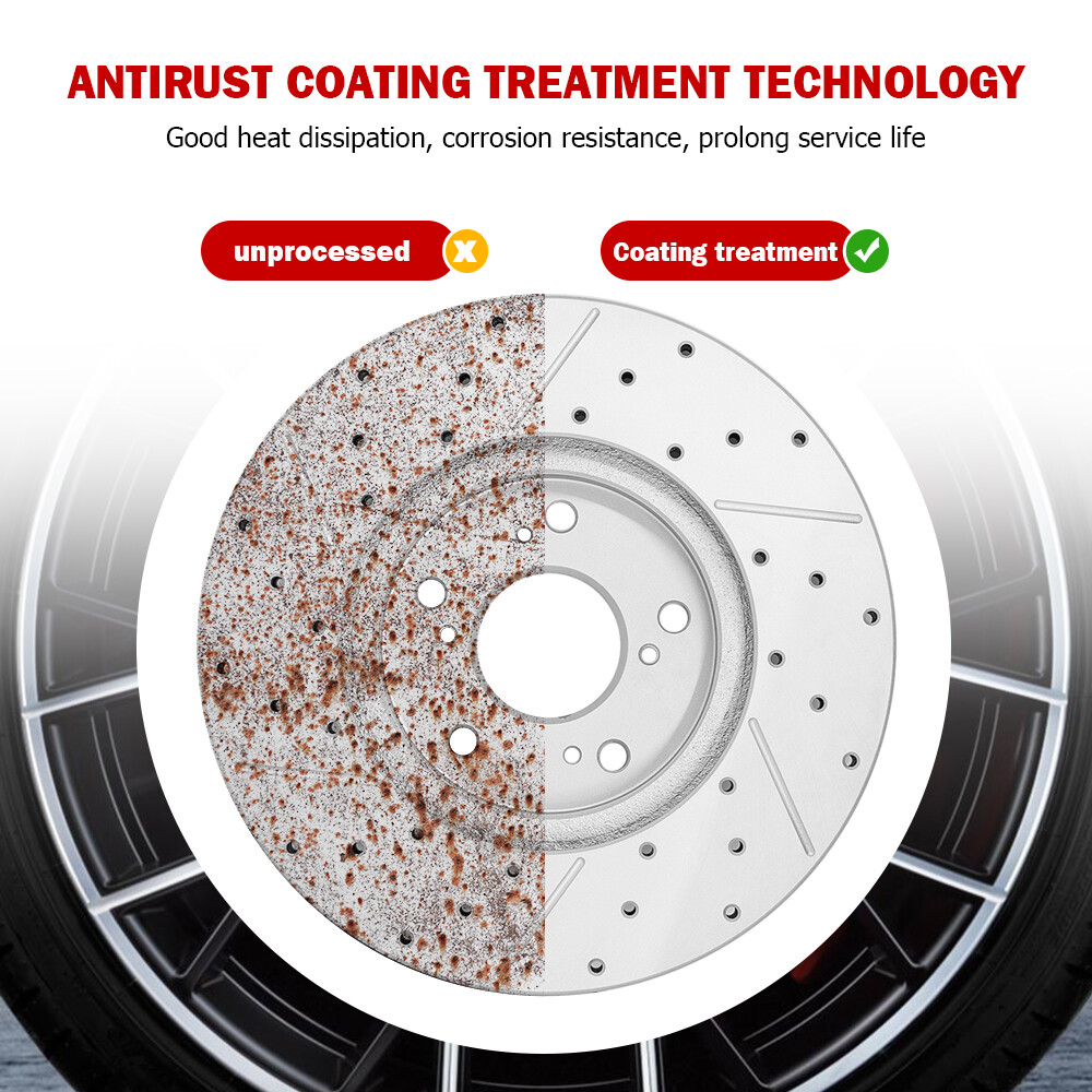 Front Drilled Slotted Rotors For 20062010 Jeep Commander Grand