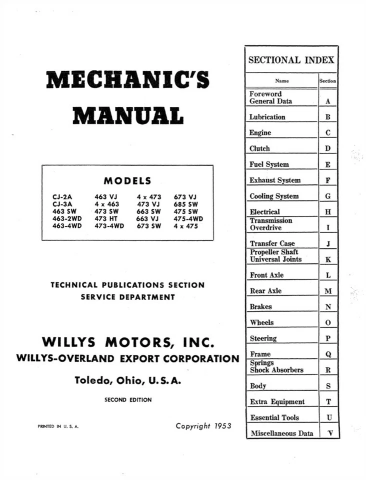 Camión Jeep Willys 1946-1953 camioneta CJ taller manual de reparación 1947 1948 1950 Foto 2 de 4