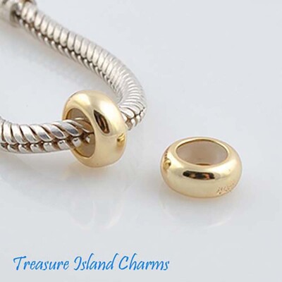 14k Gold Plated Ring Stopper With Rubber Bead - For 3mm European Charm Bracelets & Necklaces - View #4