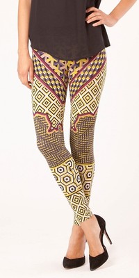Hale Bob Stretch Color Print Leggings | Blue Green or Red XXS - M NEW 3BRK8117 *