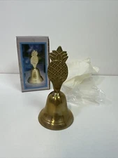 IN ORIGINAL BOX Vintage Solid Brass Pineapple Dinner Bell MCM Cottagecore