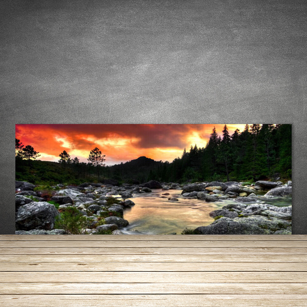 Crédence de cuisine en verre trempé poli brillant 125x50 cm finition premium