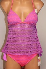 NWT Hula Honey Swimsuit Bikini Tankini 2pc set Sz XS Crochet