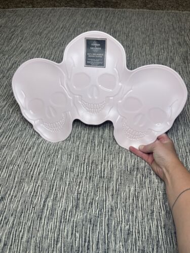 Telarañas y Calderos Rosa Halloween Calavera Melamina Plato Plato Bandeja NUEVO - Imagen 3 de 4