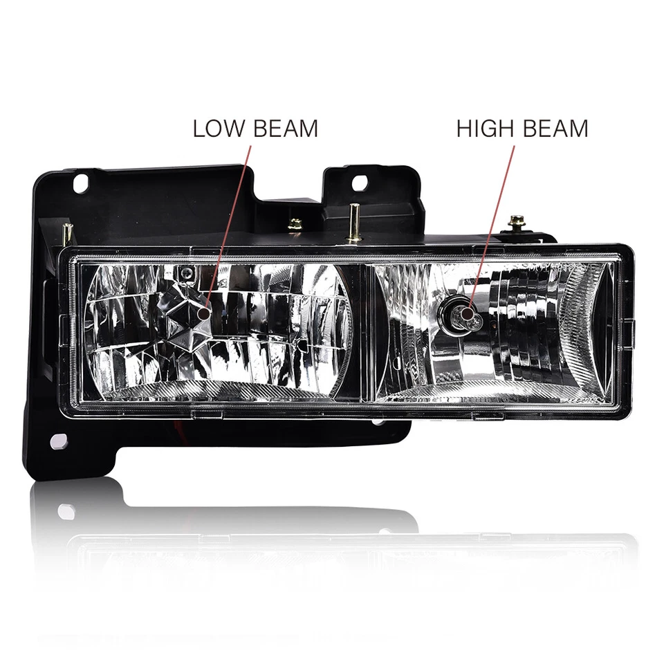 2X Front Chrome Headlights HeadLamps Fit For 1994-1998 GMC C1500/C2500/C3500 Foto 2 de 4