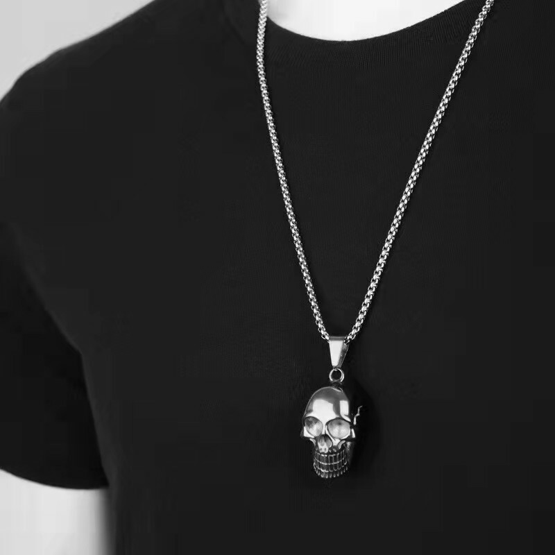 Skull Pendant 925 Sterling Silver Small Skull Biker Chic Gothic