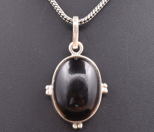 Bracelet Manchette Argent 925 Avec Onyx Noir Et Citrin - Fait Main, Vintage Inde