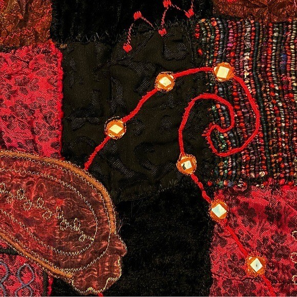 Vintage Chicos Jacket Mixed Patchwork Velvet Embr… - image 11