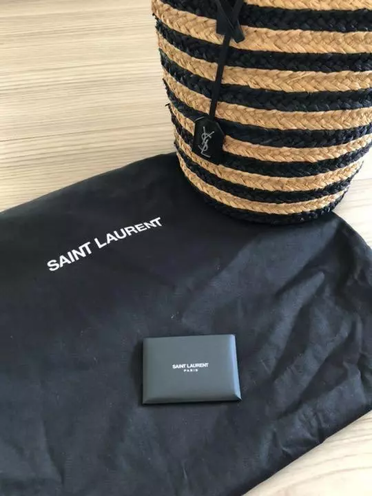 Saint Laurent Panier Medium Raffia Ysl Tote Bag